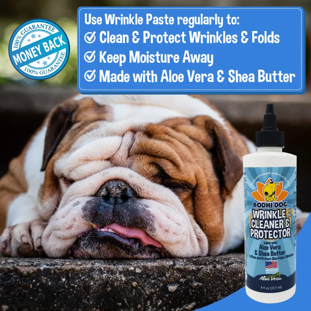 Bodhi Dog Wrinkle Cleaner and Protector | Extra Large 8oz | Soother & Protect Wrinkles & Skin | Stain Remover & Anti Itch for Bulldogs & Pugs | Made in The USA