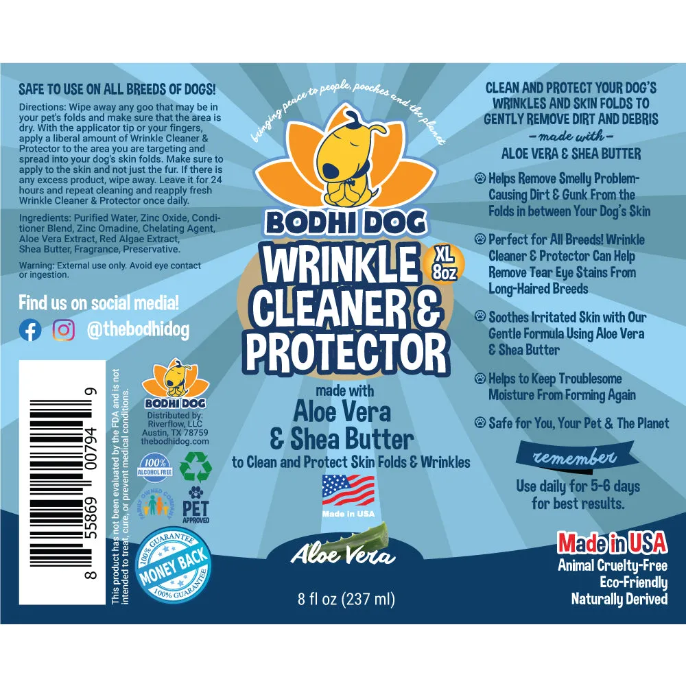 Bodhi Dog Wrinkle Cleaner and Protector | Extra Large 8oz | Soother & Protect Wrinkles & Skin | Stain Remover & Anti Itch for Bulldogs & Pugs | Made in The USA