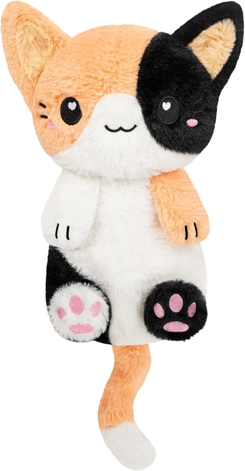 Calico Cat Microwavable 1.5 lbs Unscented Heating Pad for Women and Kids- Cute Soft Cozy Pillow Plush Heatable Warm Stuffed Animals - Kawaii Hot and Cold Plushie - Calico Cat Gifts for Girls and Women