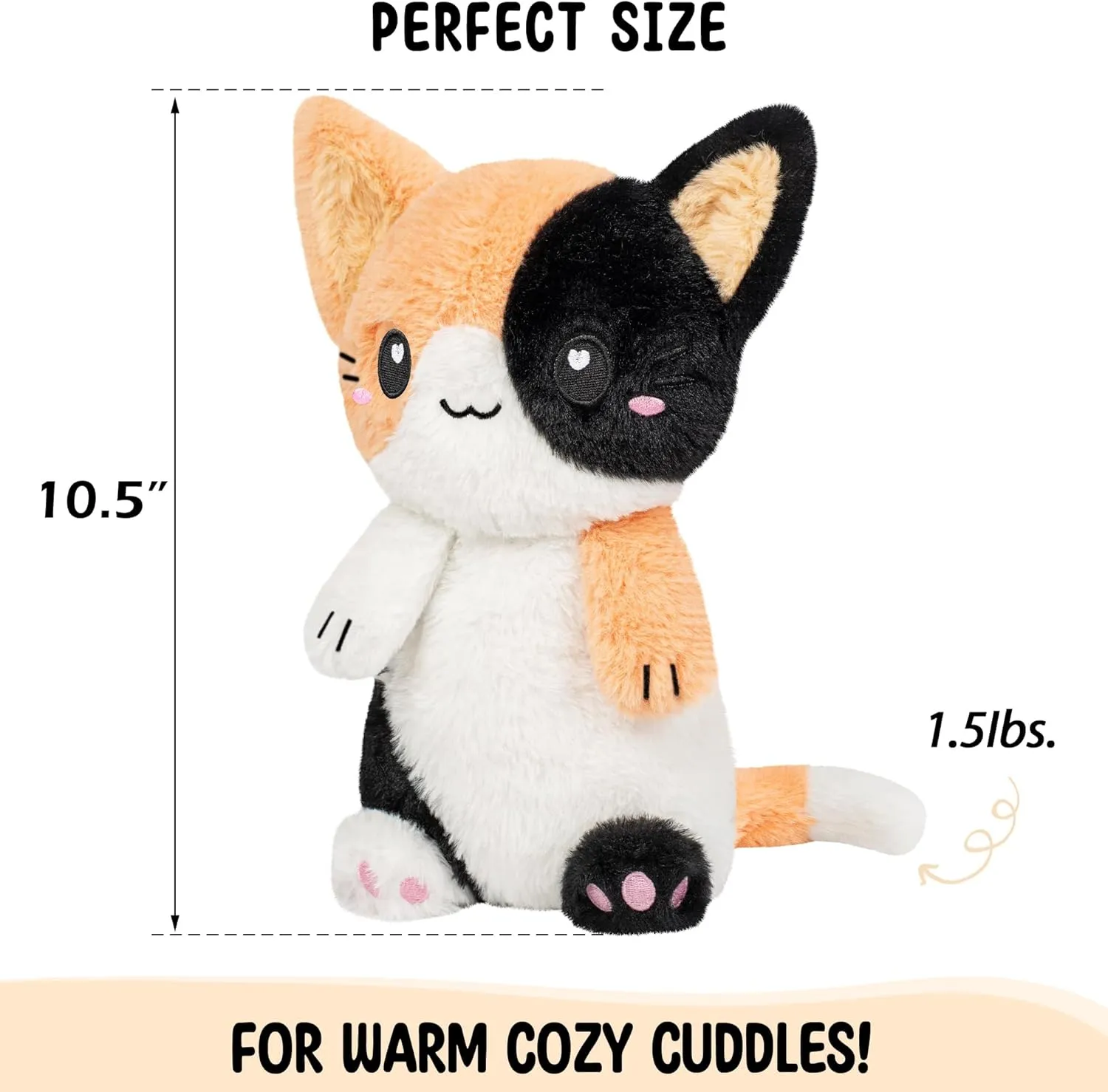 Calico Cat Microwavable 1.5 lbs Unscented Heating Pad for Women and Kids- Cute Soft Cozy Pillow Plush Heatable Warm Stuffed Animals - Kawaii Hot and Cold Plushie - Calico Cat Gifts for Girls and Women