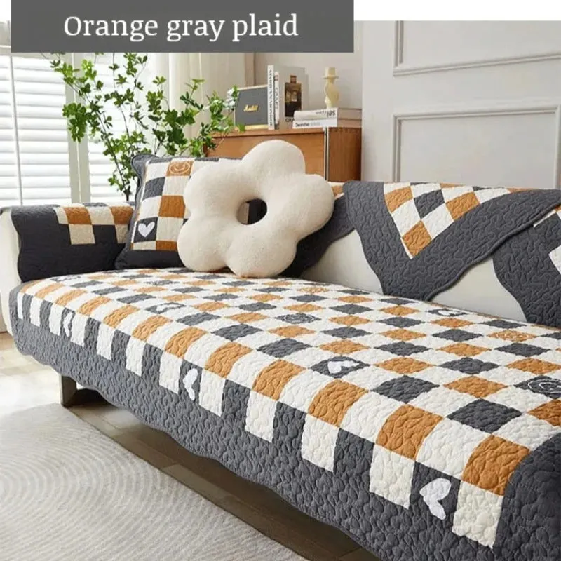 Cotton Plaid Non-Slip Anti-Scratch Couch Cover