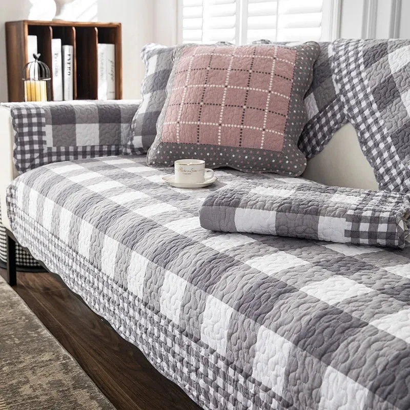 Cotton Plaid Non-Slip Anti-Scratch Couch Cover