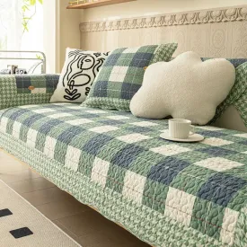 Cotton Plaid Non-Slip Anti-Scratch Couch Cover