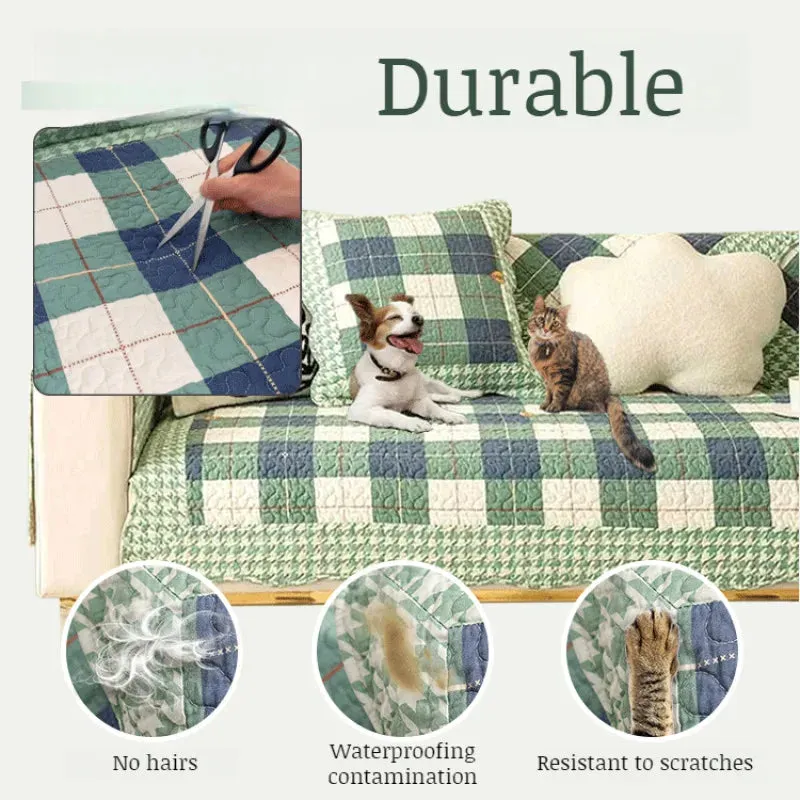 Cotton Plaid Non-Slip Anti-Scratch Couch Cover