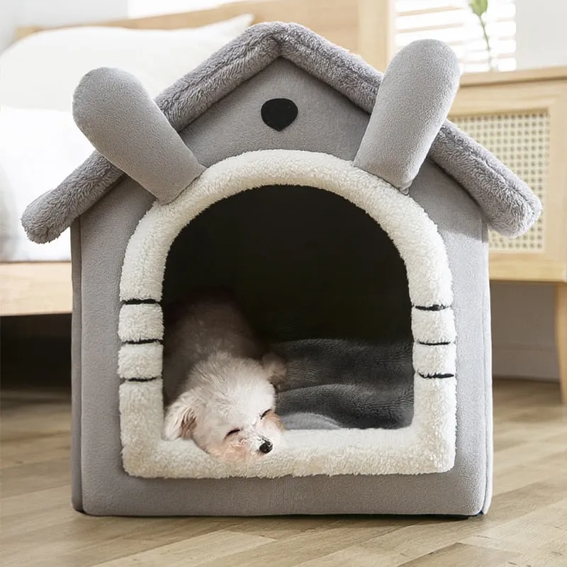 Dog Bed Warm House Grey Kennel Tent