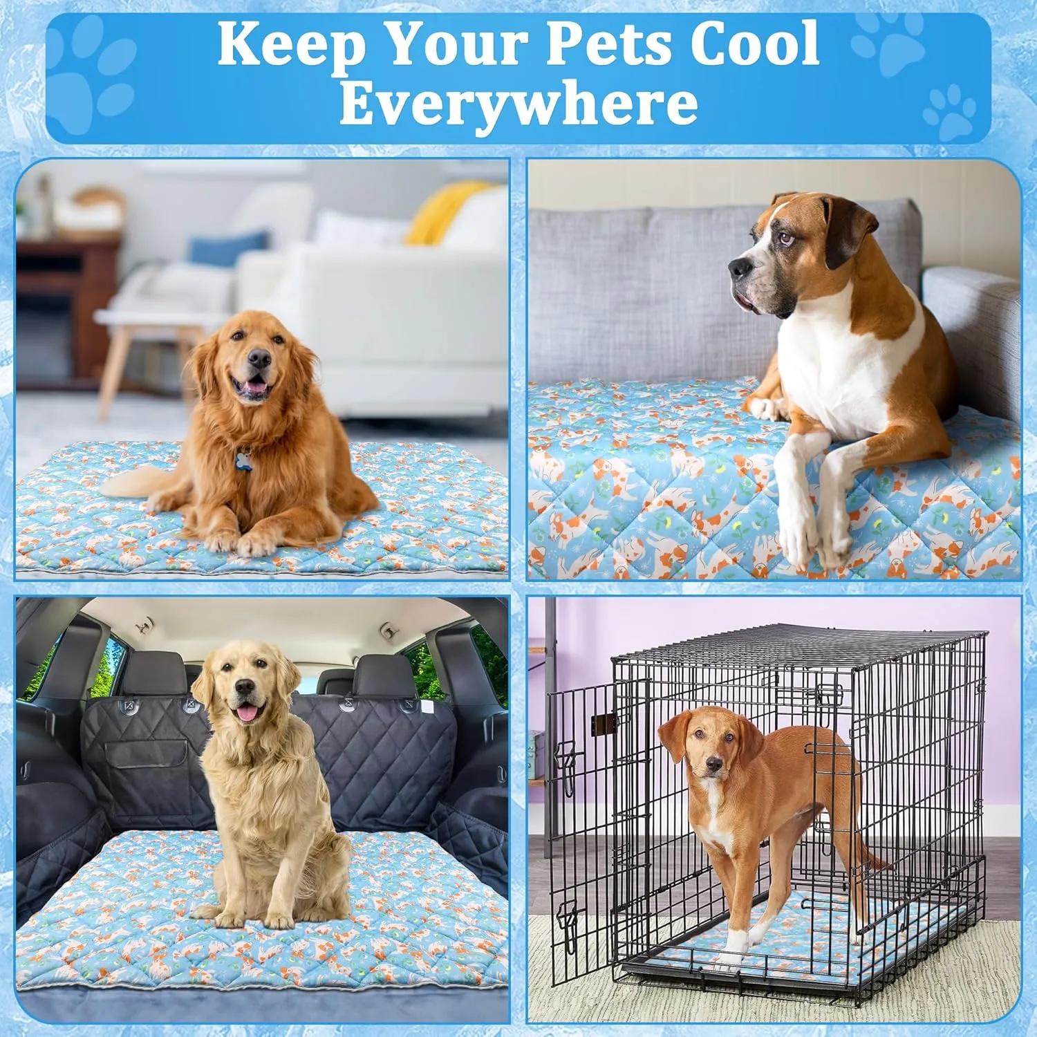 Dog Cooling Mat, Cooling Blanket for Large Dogs Bed Cover, Ice Silk Cooling Pad for Dogs Furniture Protector, Premium Soft Washable Pet Blanket (40"55"/Blue)
