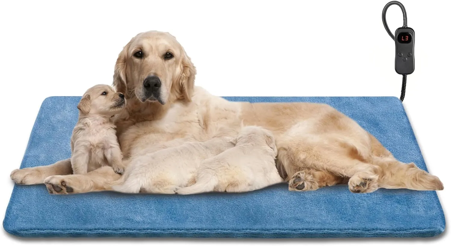 Dog Heating Pad 35X24, Adjustable Temperature for Cats, Waterproof Large With Timer, Electric Pet Bed, Chew Resistant Cord