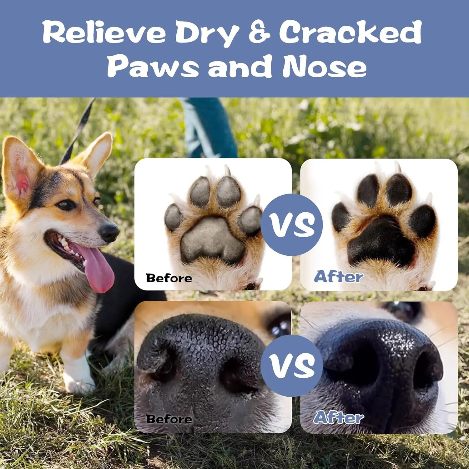 Dog Paw Pad Balm - Natural Lick Safe Cat Dog Paw Balm Soother & Moisturizer for Cracked Dry & Damaged Paws, Nose & Elbows,Dog Nose Balm, Snout Soother for Dogs