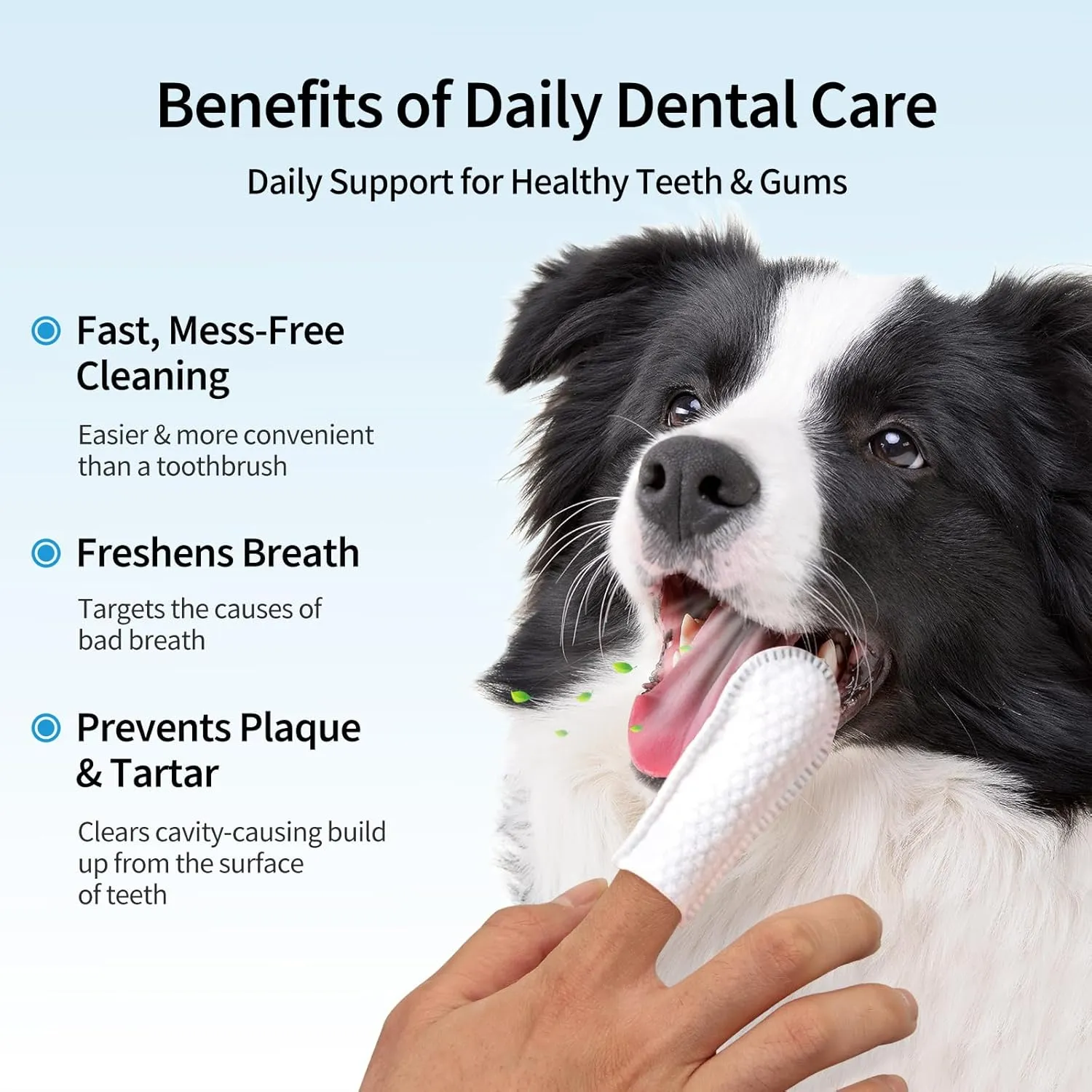 Dog Teeth Cleaning Finger Wipes - Pet Dental Care Wipes for Dogs & Cats - Freshens Breath - Remove Plaque and Tartar - Disposable Gentle Cleaning & Gum Care Dog Finger Toothbrush - 50 Count