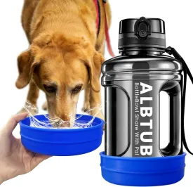 Dog Water Bottle and Bowl for Travel, 50OZ, Mega Capacity, Hydration for You & Your Pup, for Hunting, Hiking, Beach Camping, Park Walking (Blue)
