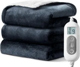 Electric Blanket Heated Throw,Double-Sided FlannelSherpa Electric Throw with1-9 hrs Timer Auto-Off & 8 Heating Levels,ETL Certification,Machine Washable,Heated Protection Ultra Soft Warm