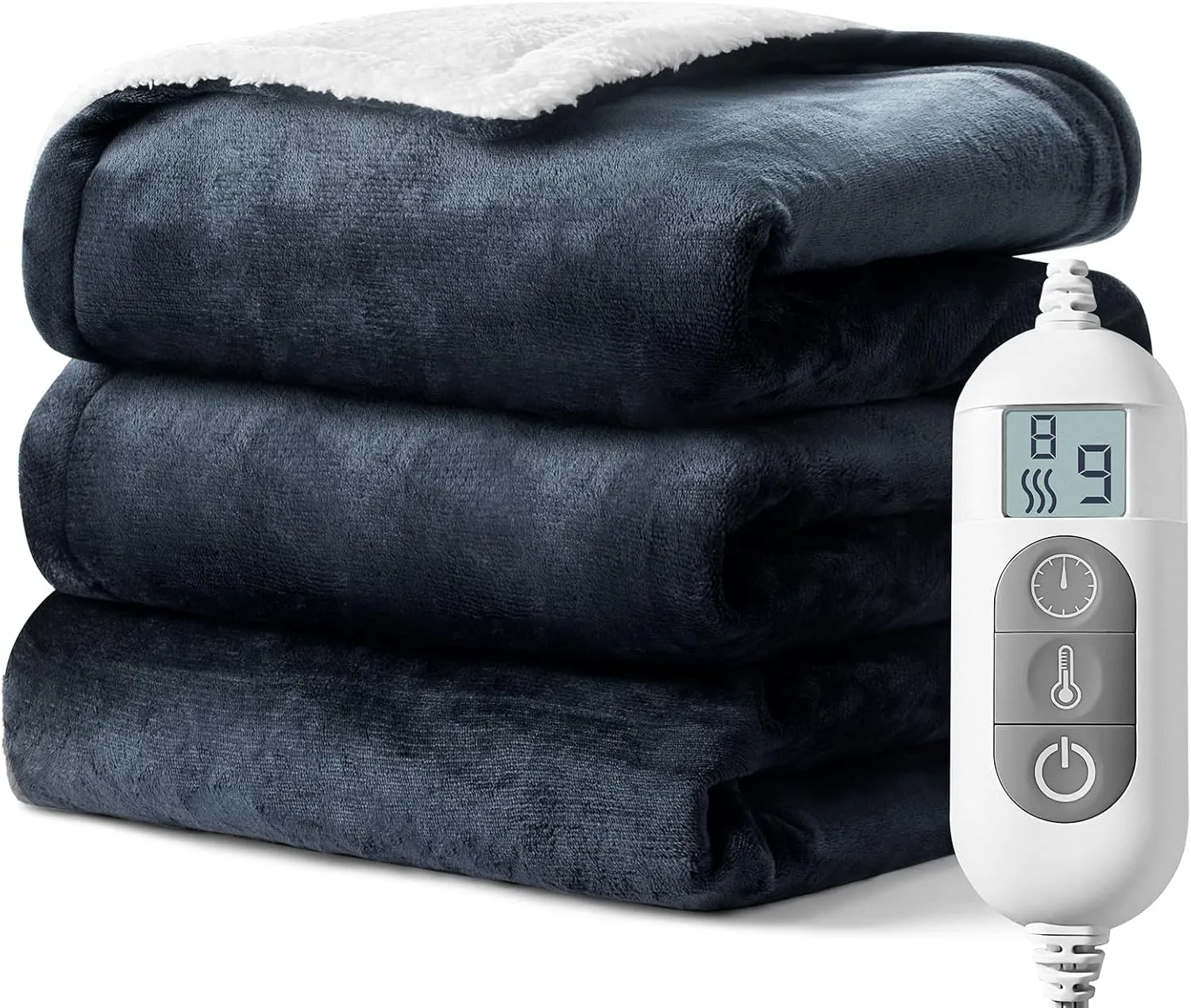 Electric Blanket Heated Throw,Double-Sided FlannelSherpa Electric Throw with1-9 hrs Timer Auto-Off & 8 Heating Levels,ETL Certification,Machine Washable,Heated Protection Ultra Soft Warm