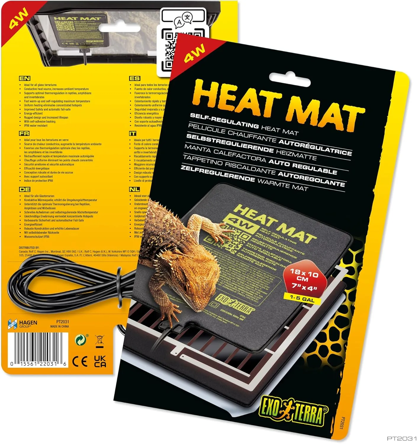 Exo Terra Heat Mat  Self-Regulating Reptile Heating Pad for Terrariums, Conductive Source for Reptiles & Amphibians, Fast Warm-Up, Safe & Energy Efficient, Even Distribution 4W