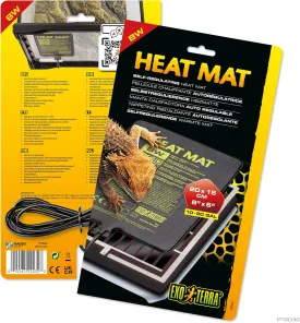 Exo Terra Heat Mat  Self-Regulating Reptile Heating Pad for Terrariums, Conductive Source for Reptiles & Amphibians, Fast Warm-Up, Safe & Energy Efficient, Even Distribution 8W