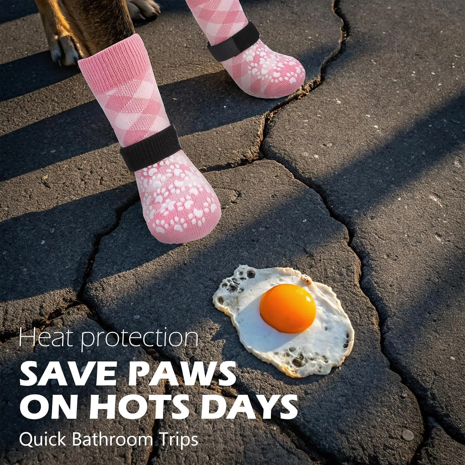 EXPAWLORER Dog Socks for Hot Pavement to Prevent Licking Paws, Anti Slip Doggie Booties Grippy Shoes for Hardwood Floors, Boots & Paw Protectors for Small Medium Large Senior Dogs Pink XL