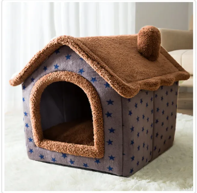 Foldable Dog House Pet Cat Bed Winter Dog Villa Sleep Kennel Enclosed Cave