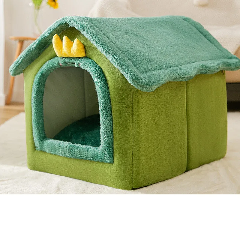 Foldable Dog House Pet Cat Bed Winter Dog Villa Sleep Kennel Enclosed Cave
