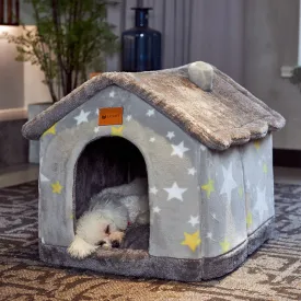 Foldable Dog House Pet Cat Bed Winter Dog Villa Sleep Kennel Enclosed Cave