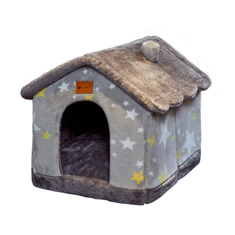 Foldable Dog House Pet Cat Bed Winter Dog Villa Sleep Kennel Enclosed Cave