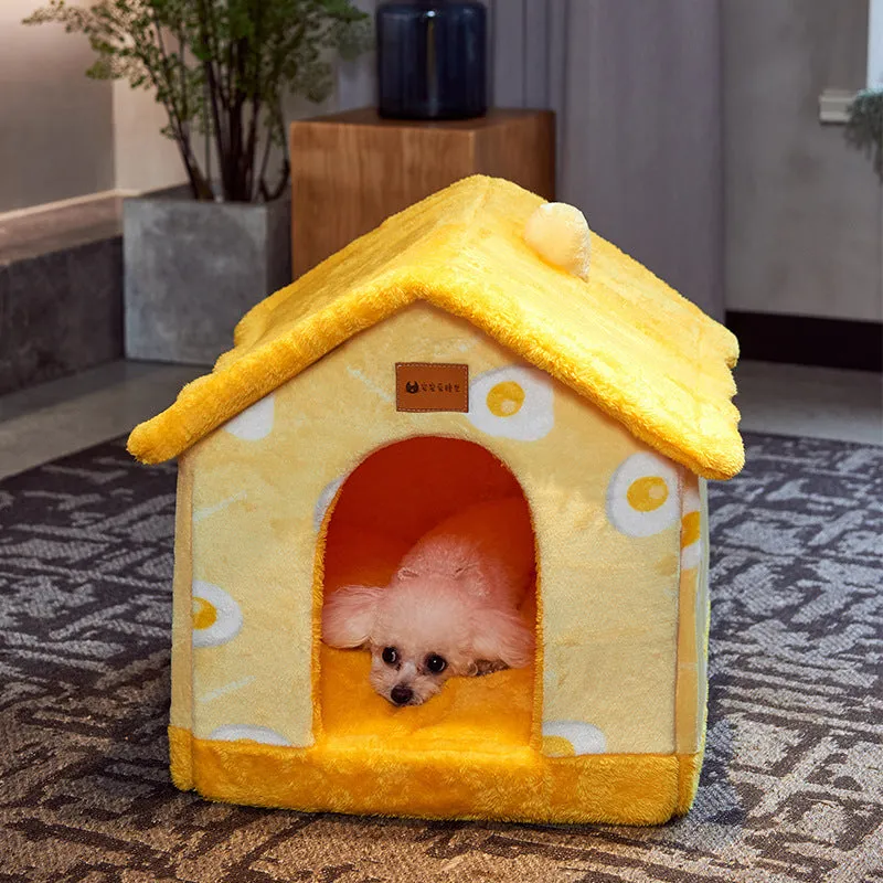 Foldable Dog House Pet Cat Bed Winter Dog Villa Sleep Kennel Enclosed Cave