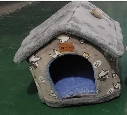 Foldable Dog House Pet Cat Bed Winter Dog Villa Sleep Kennel Enclosed Cave