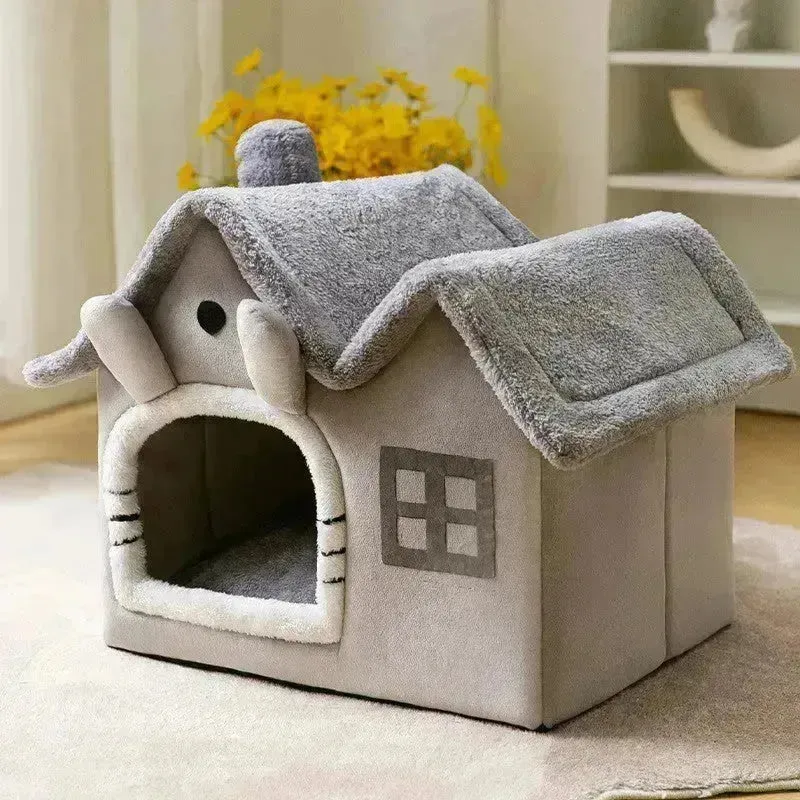 Foldable Dog House Pet Cat Bed Winter Dog Villa Sleep Kennel Removable Nest Warm Enclosed Cave Sofa Pets Supplies