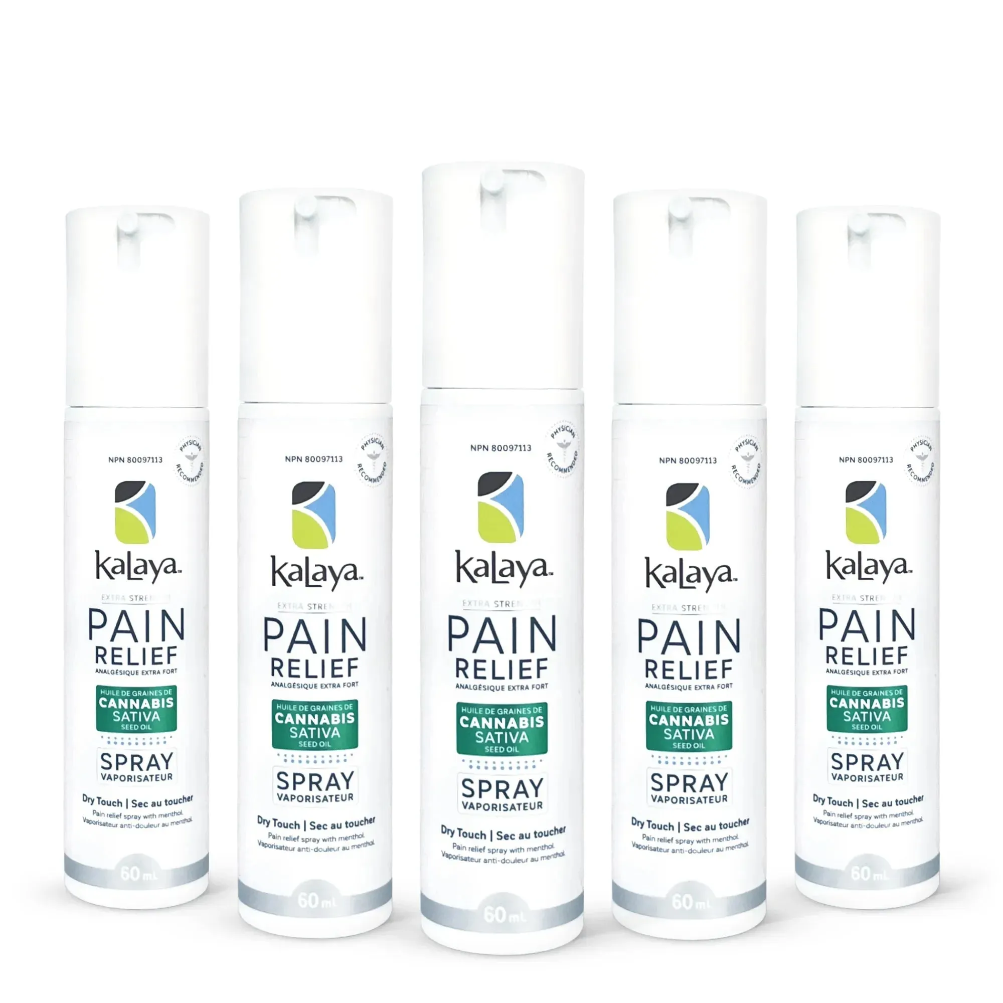 KaLaya Extra Strength Pain Relief Spray with Cannabis Sativa Seed Oil 60mL [Pack of 5]