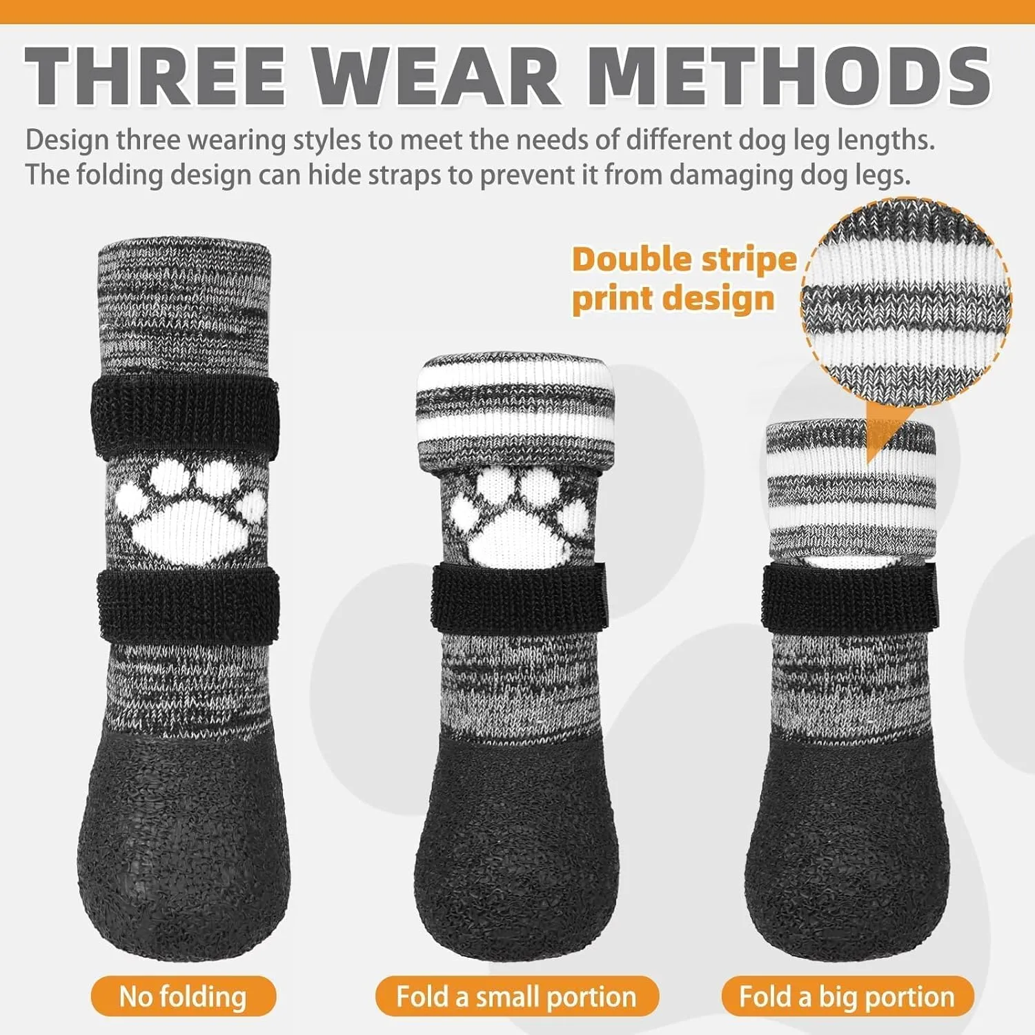 KOOLTAIL Anti Slip Dog Socks to Prevent Licking Paws for Hot/Clod Pavement,Waterproof Long Snow Dog Boots&Paw Protectors with Straps Traction Control for Hardwood Floor for Small Medium Large DogsM