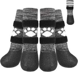 KOOLTAIL Anti Slip Dog Socks to Prevent Licking Paws for Hot/Clod Pavement,Waterproof Long Snow Dog Boots&Paw Protectors with Straps Traction Control for Hardwood Floor for Small Medium Large DogsM