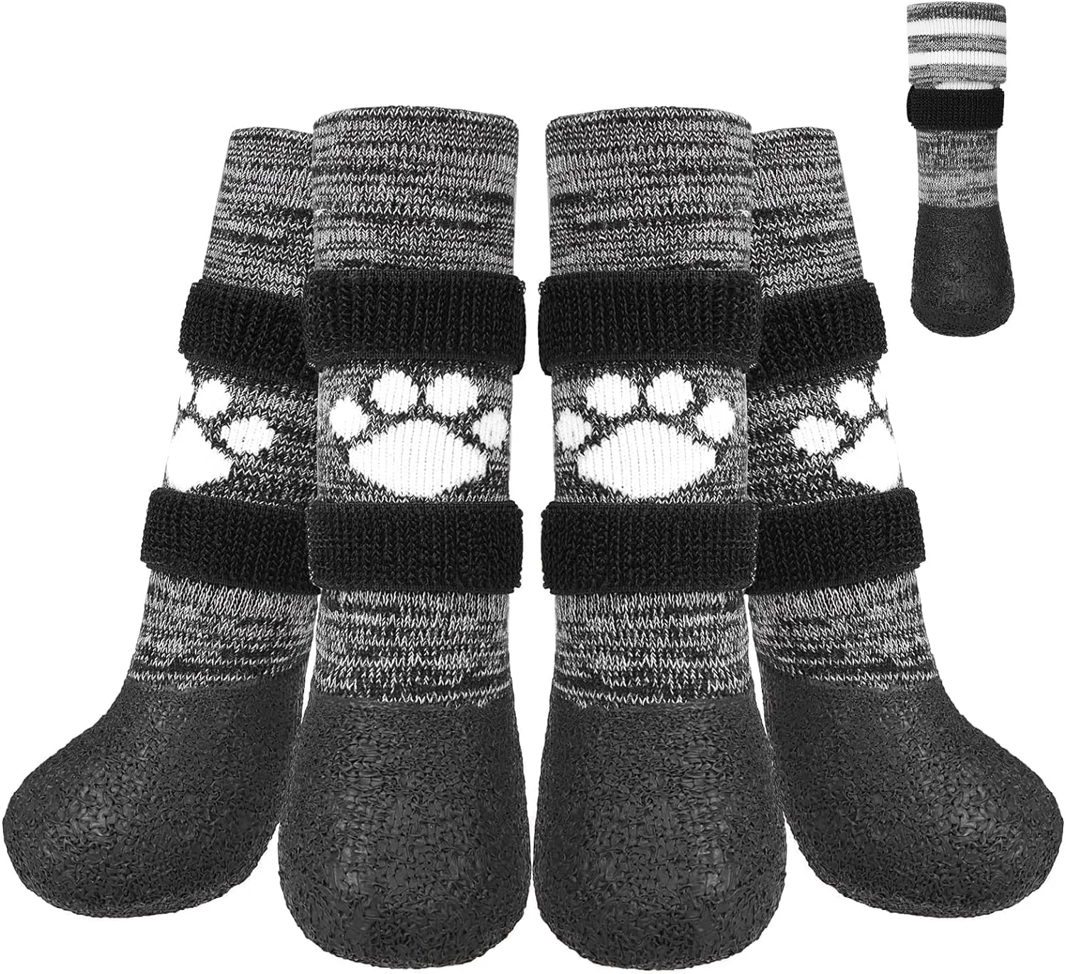 KOOLTAIL Anti Slip Dog Socks to Prevent Licking Paws for Hot/Clod Pavement,Waterproof Long Snow Dog Boots&Paw Protectors with Straps Traction Control for Hardwood Floor for Small Medium Large DogsM