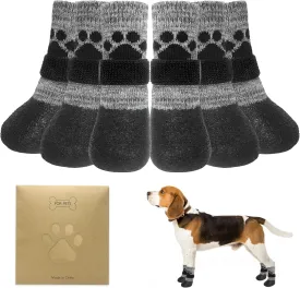 KOOLTAIL Dog Socks to Prevent Licking Paws for Hardwood Floors, Anti Slip Waterproof Dog Boots & Paw Protector Traction Shoes with Toe Grips for Small Medium Large Senior Dogs Grey L