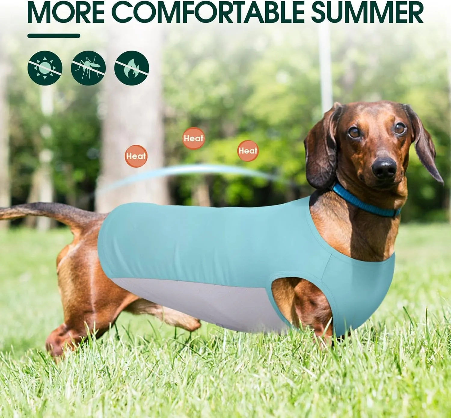 Kuoser Dog Cooling Vest, Sun Protection Puppy T-Shirts, Quick Dry Dog Summer Clothes for Medium Dogs Boy Girl Blue L