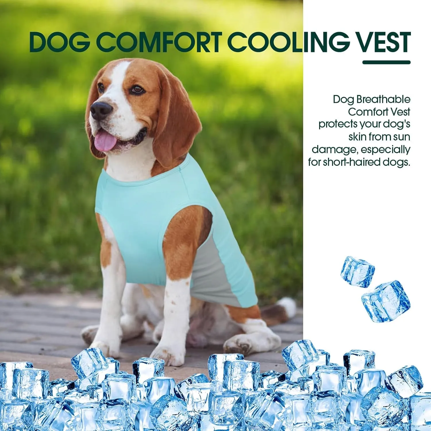 Kuoser Dog Cooling Vest, Sun Protection Puppy T-Shirts, Quick Dry Dog Summer Clothes for Medium Dogs Boy Girl Blue L