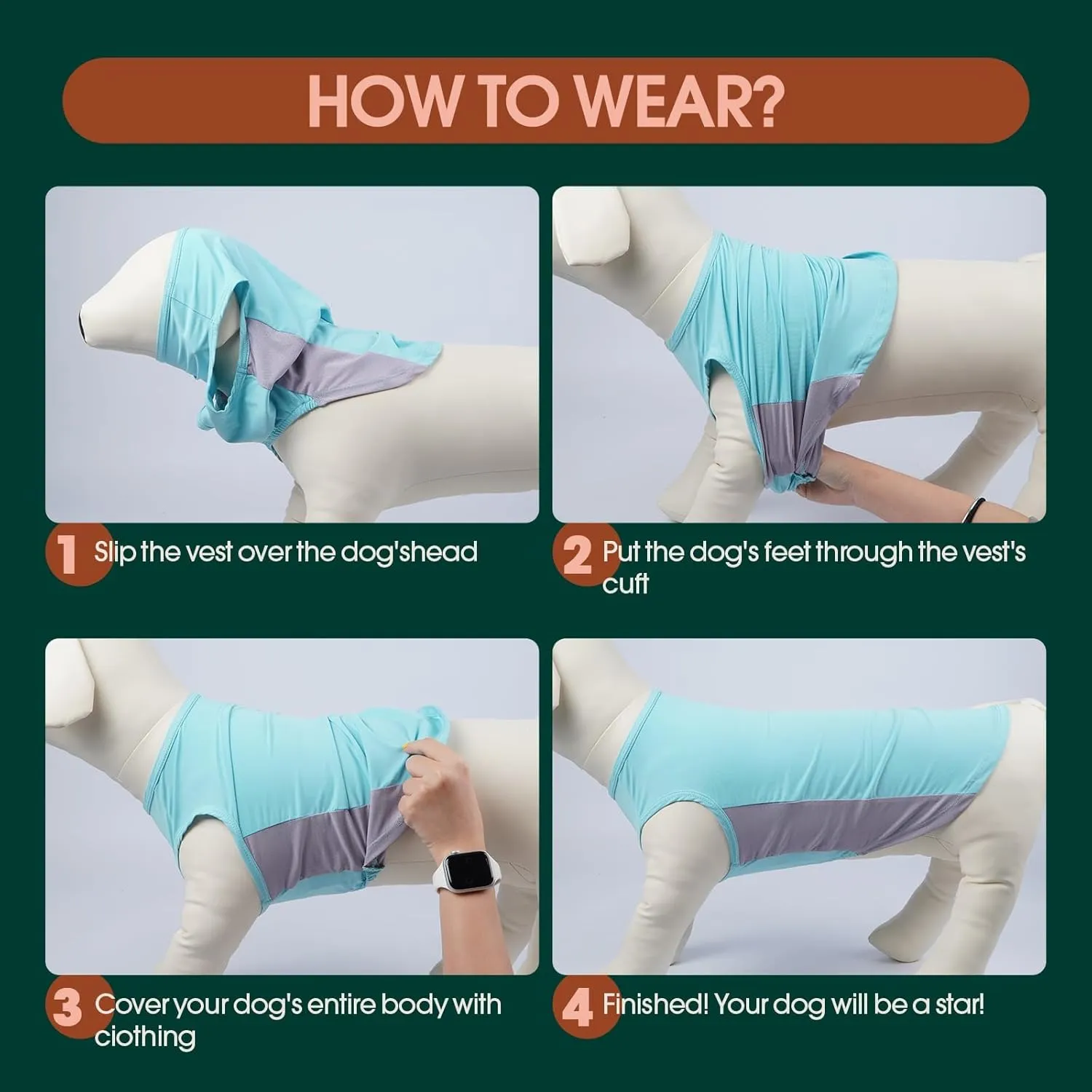 Kuoser Dog Cooling Vest, Sun Protection Puppy T-Shirts, Quick Dry Dog Summer Clothes for Medium Dogs Boy Girl Blue L