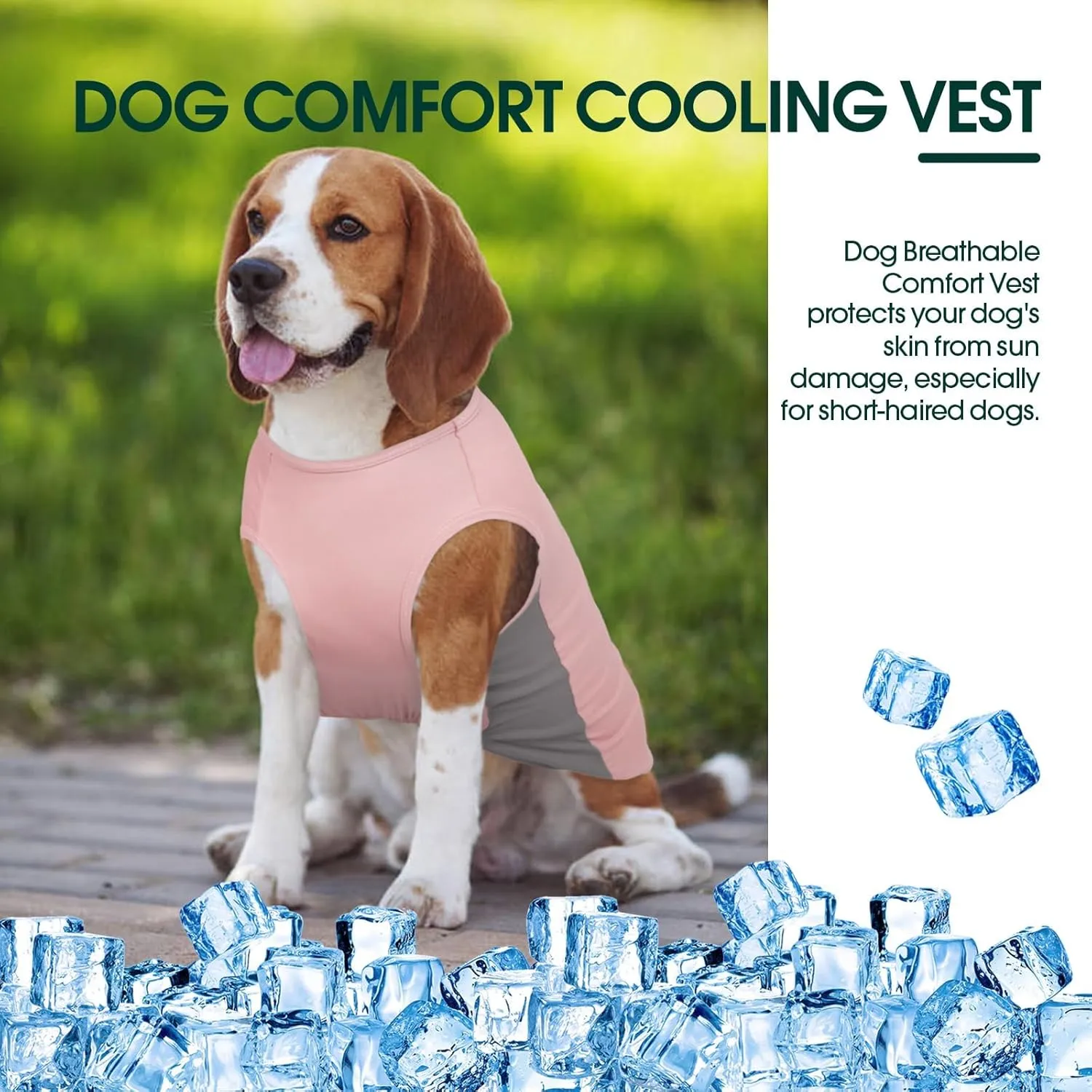 Kuoser Dog Cooling Vest, Sun Protection Puppy T-Shirts, Quick Dry Dog Summer Clothes for Medium Dogs Boy Girl Pink L