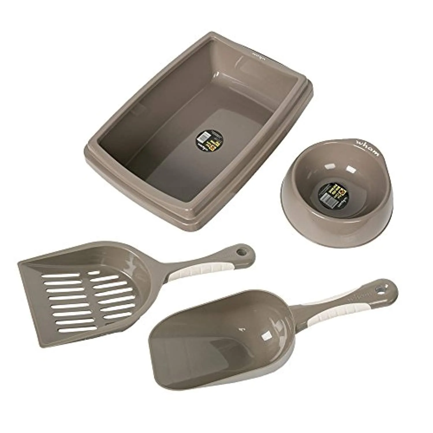 Large Cat Starter Kit 4PCS Set Includes Bowl,Shovel,Litter Tray and Spoon for Kitties