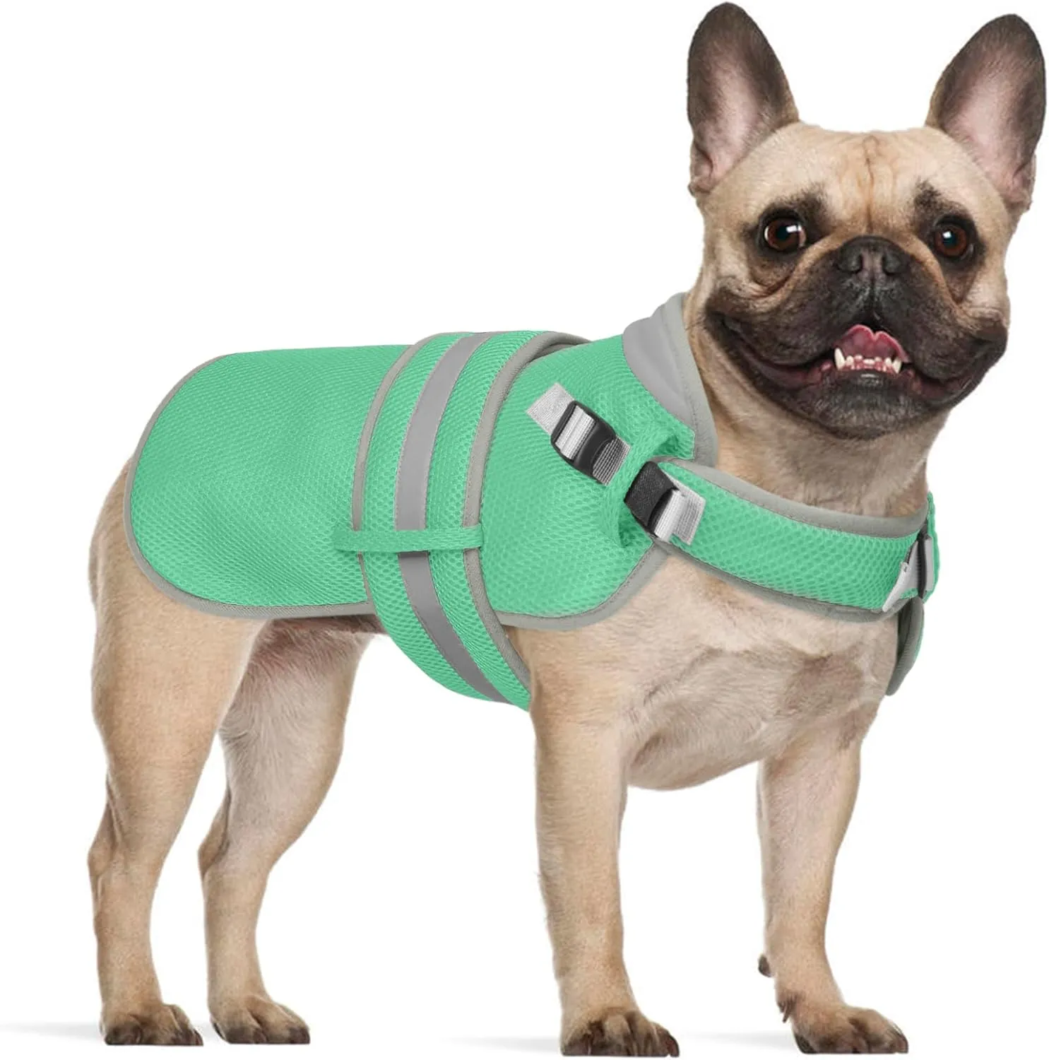 Lelepet Dog Cooling Vest for Large Dogs Lightweight Breathable Cooling Dog Vest with Adjustable Straps Summer Dogs Shirt Reflective Harness Vest with D-Rings for Hiking, Beach, Backyard, XXL, Green