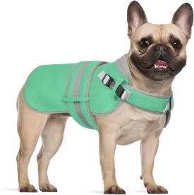 Lelepet Dog Cooling Vest for Large Dogs Lightweight Breathable Cooling Dog Vest with Adjustable Straps Summer Dogs Shirt Reflective Harness Vest with D-Rings for Hiking, Beach, Backyard, XXL, Green
