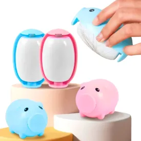 Lint Roller for Pet Hair Extra Sticky, Lint Remover for Clothes Reusable Travel Size Washable with Cover Pig Piggy Dog Cat (Pink and Blue)