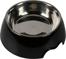 M&BGWPP Melamine Plastic Dog Food Bowl, Non Skid BaseAnti-Slip Pet Feeder Bowls, 2-in-1 Removable Stainless Steel Pet Feeder Holder for Dogs and Cats (28oz 8.66in*2.83in, Black)