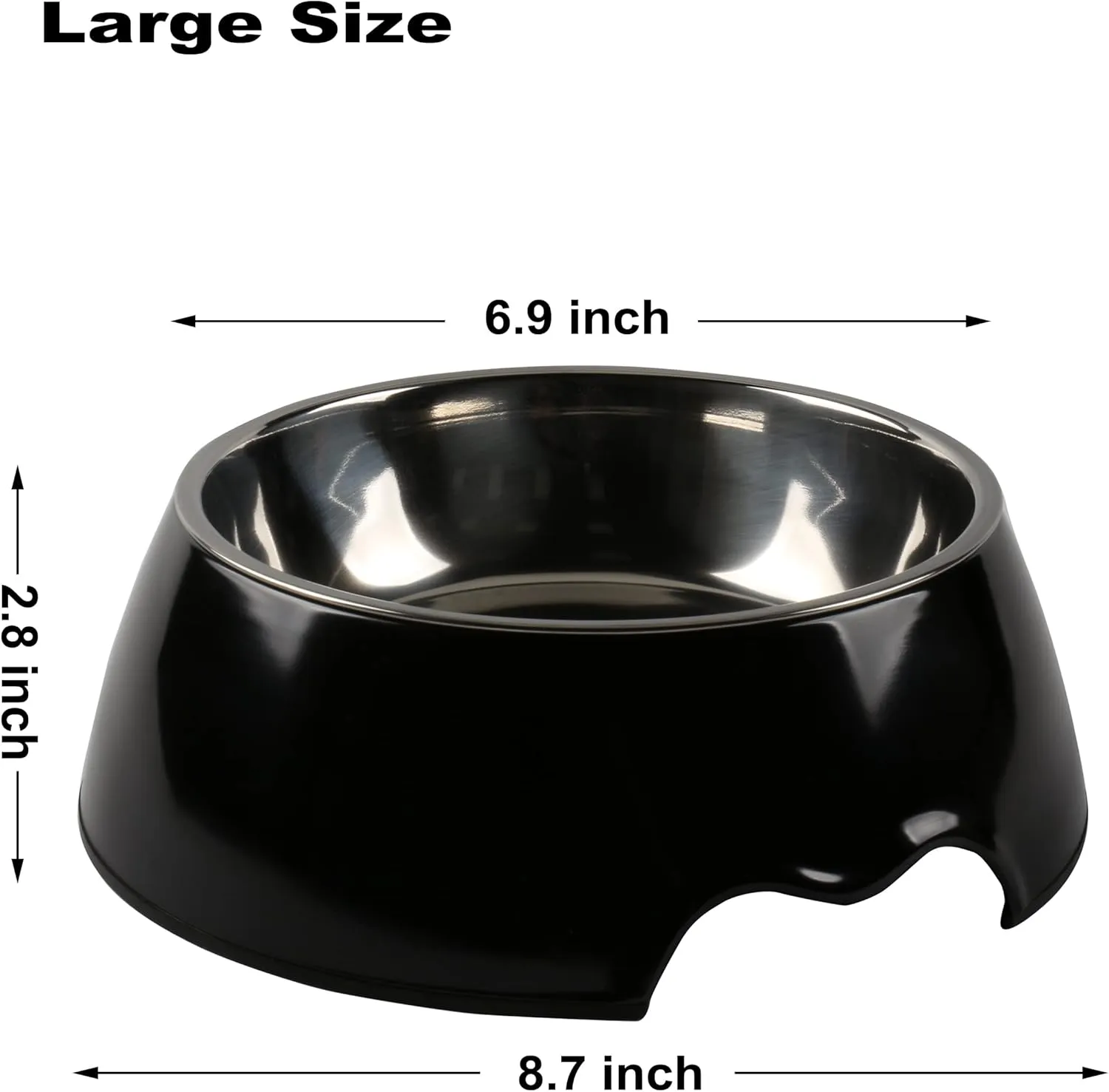 M&BGWPP Melamine Plastic Dog Food Bowl, Non Skid BaseAnti-Slip Pet Feeder Bowls, 2-in-1 Removable Stainless Steel Pet Feeder Holder for Dogs and Cats (28oz 8.66in*2.83in, Black)