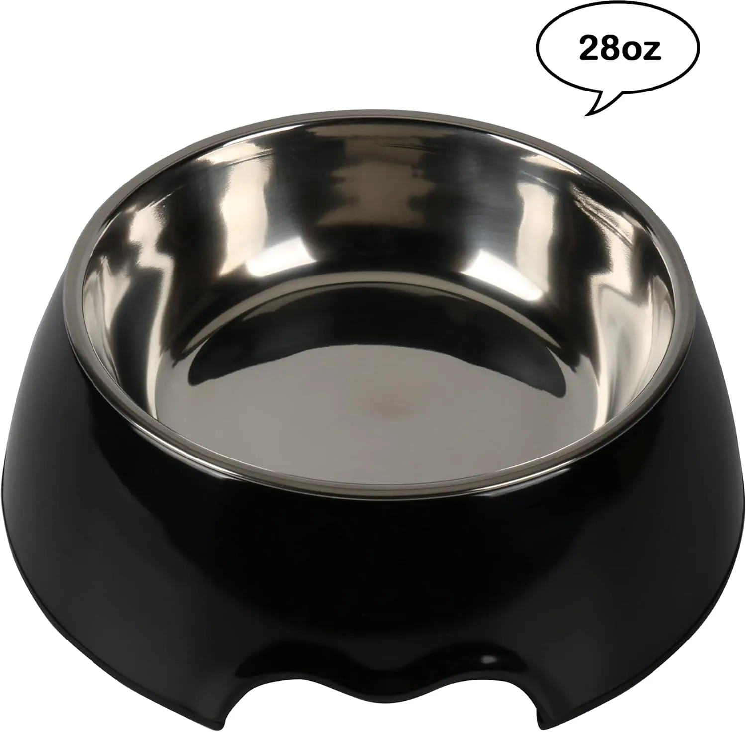 M&BGWPP Melamine Plastic Dog Food Bowl, Non Skid BaseAnti-Slip Pet Feeder Bowls, 2-in-1 Removable Stainless Steel Pet Feeder Holder for Dogs and Cats (28oz 8.66in*2.83in, Black)