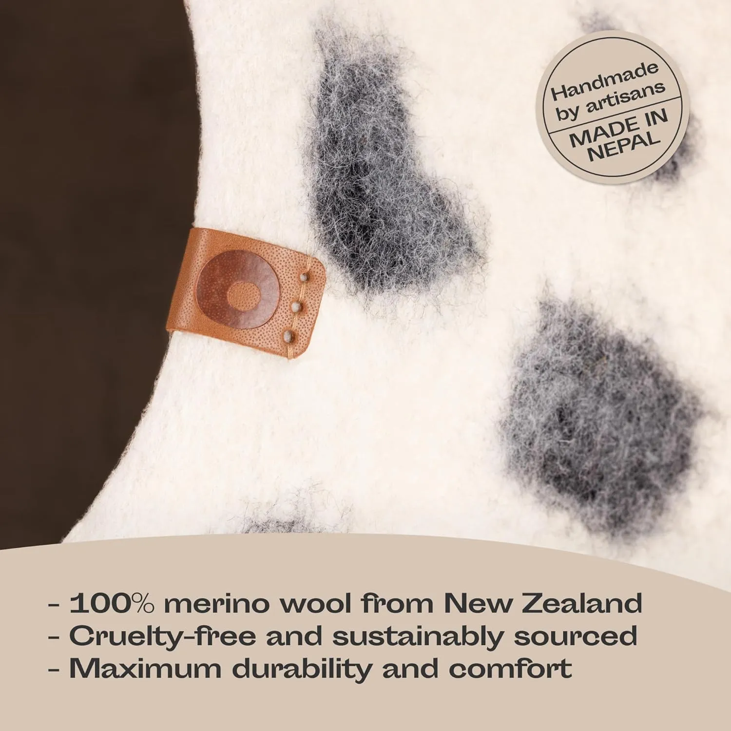 MEOWFIA Cat Cave  Premium Felt Cat Bed for Indoor Cats, Handmade 100% Merino Wool (Vivid Shades) (Large, Snow Leopard)