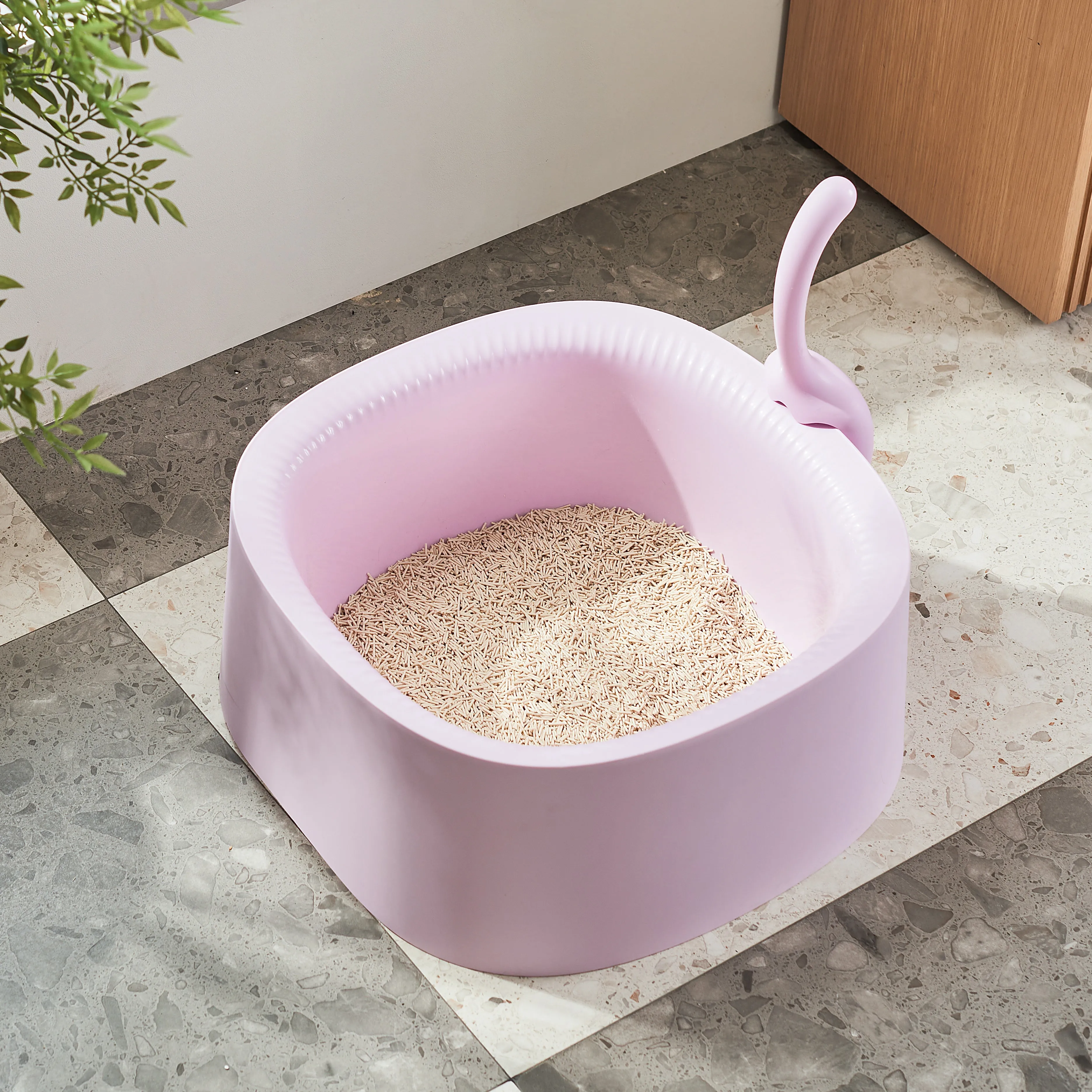 Michu Macaron Open High Edge Extra Large Cat Litter Box Taro