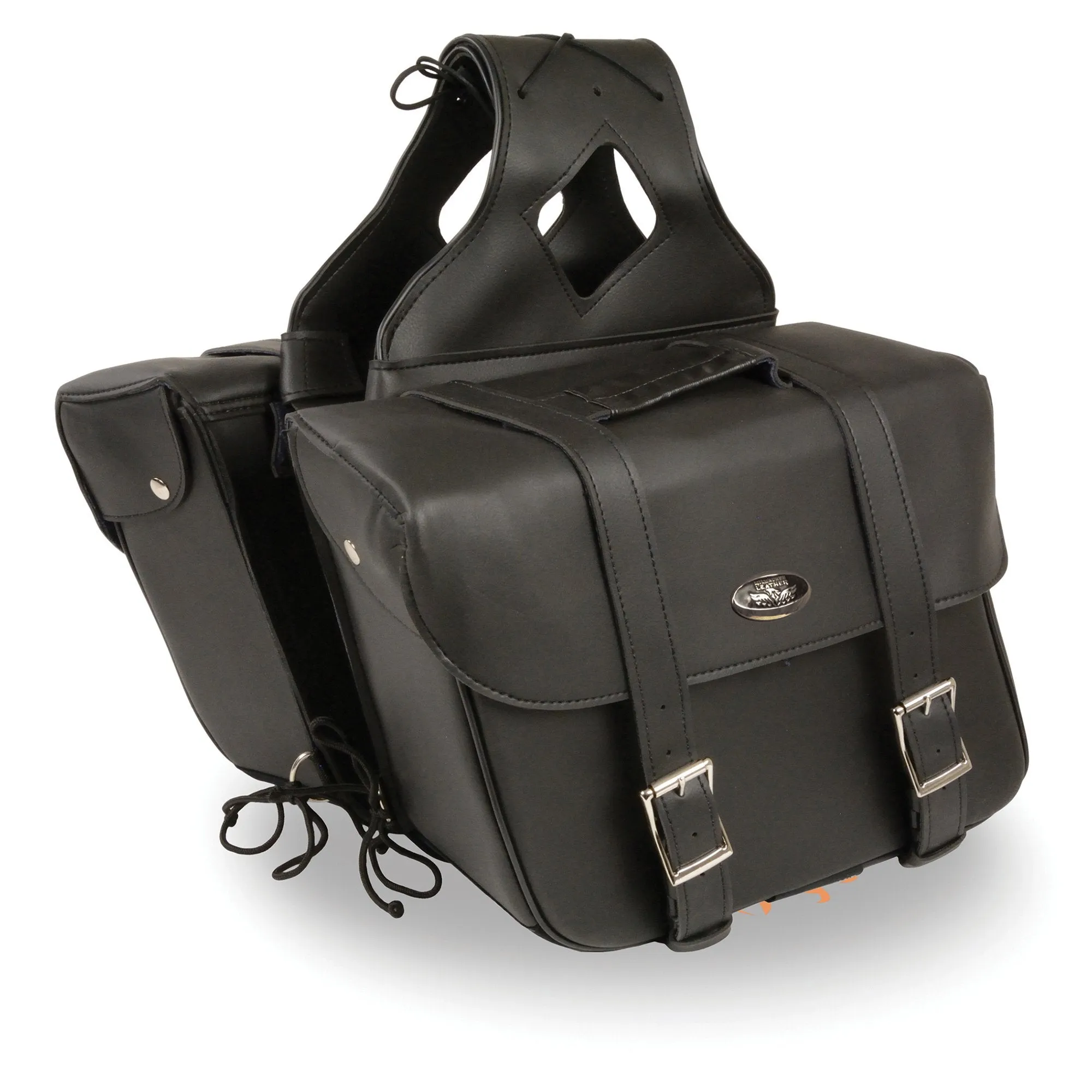 Milwaukee Leather SH580ZB Black Large Zip-Off PVC Slanted Throw Over