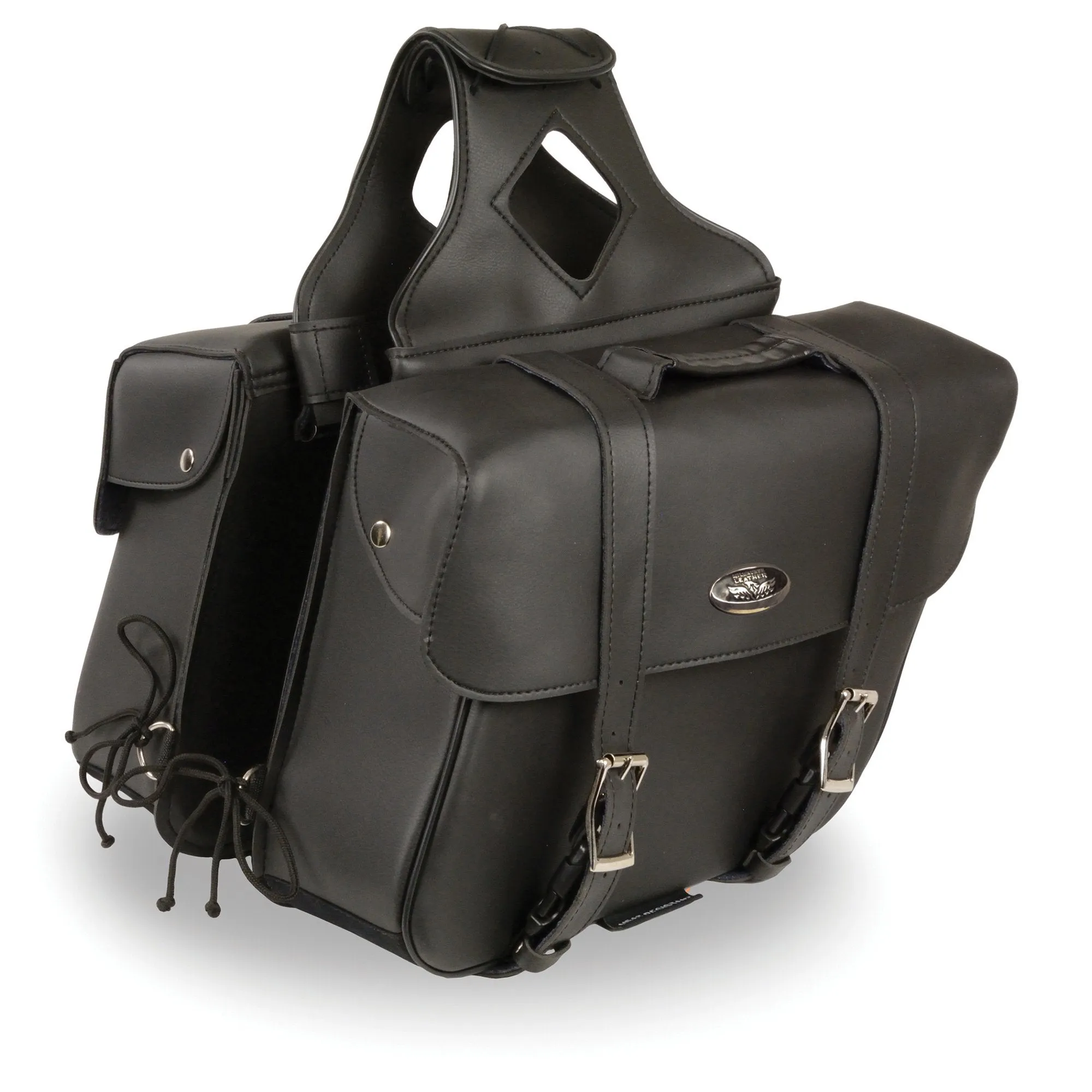 Milwaukee Leather SH580ZB Black Large Zip-Off PVC Slanted Throw Over