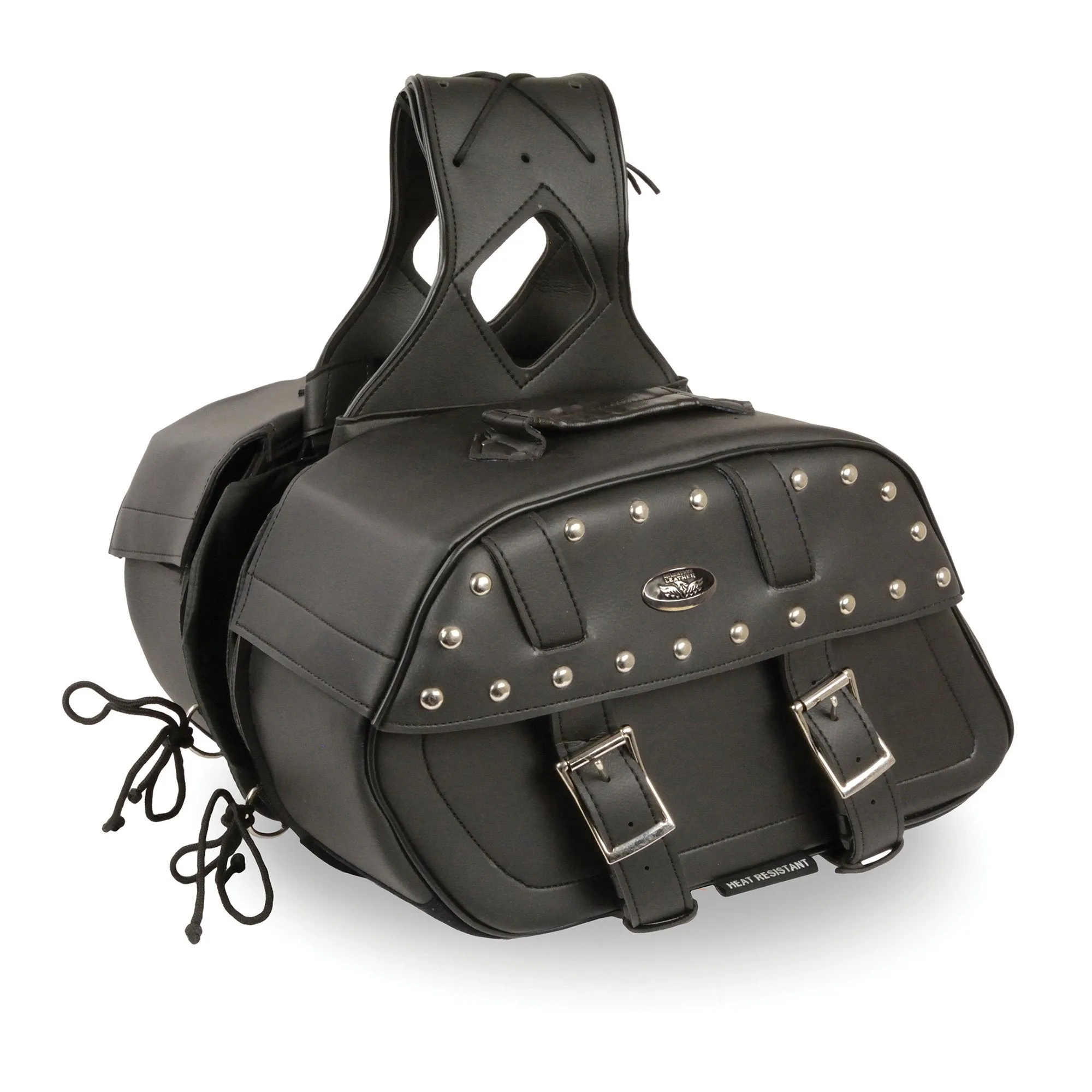 Milwaukee Leather SH61101ZB Black Zip-Off PVC Studded Throw Over