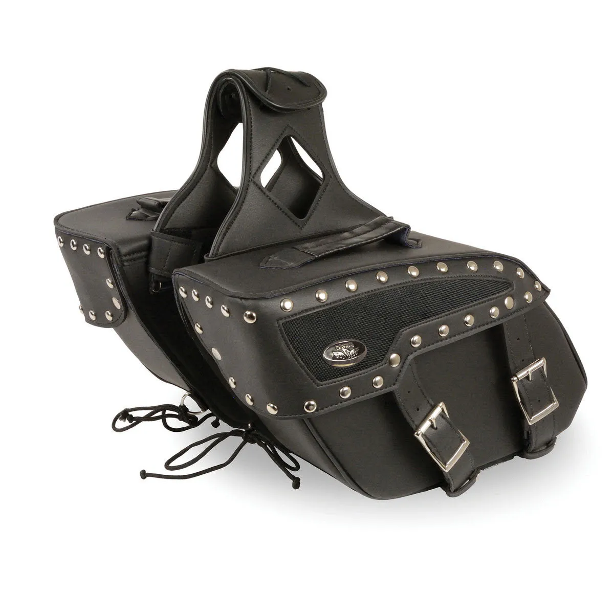 Milwaukee Leather SH658ZB Medium Zip-Off Studded PVC Slanted Throw