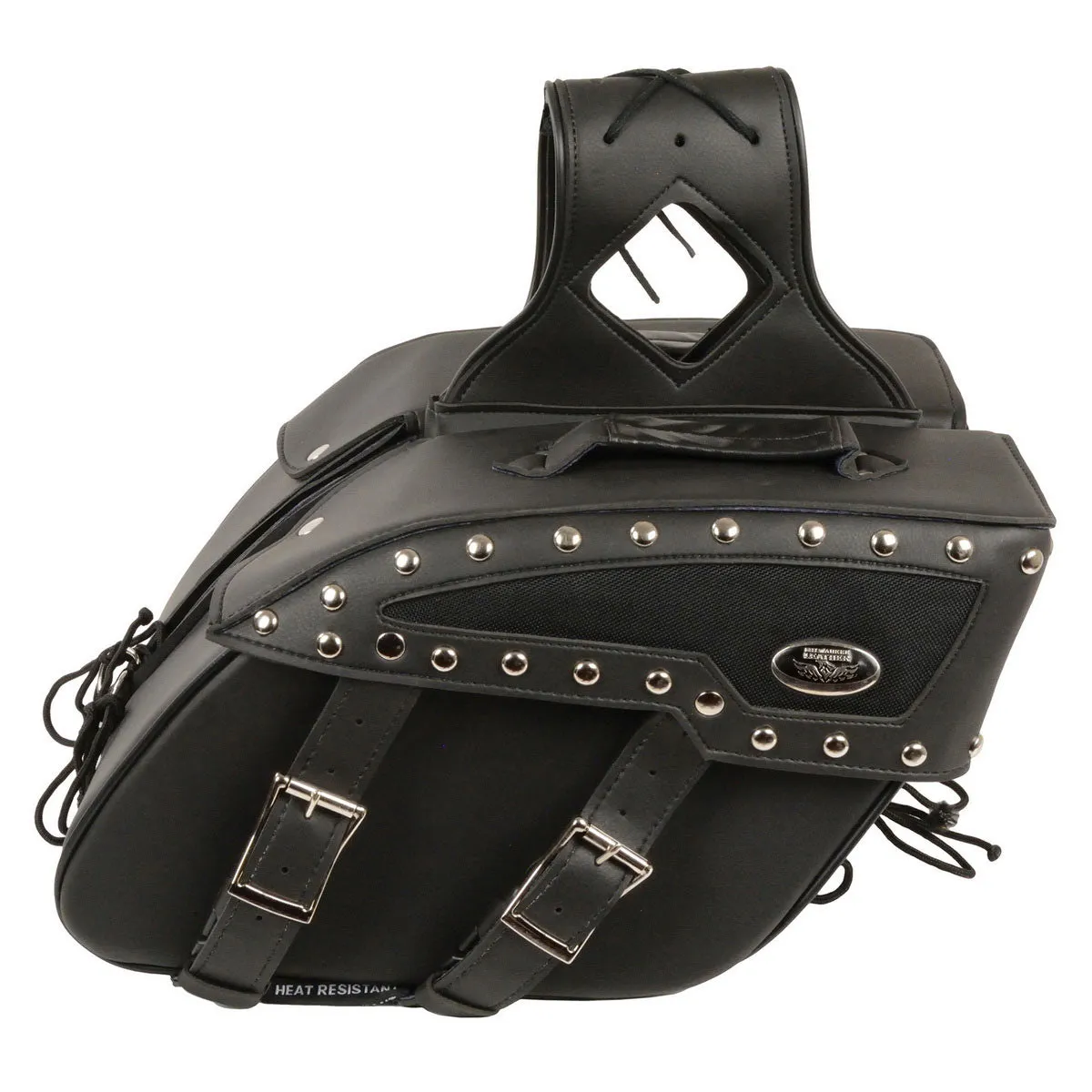 Milwaukee Leather SH658ZB Medium Zip-Off Studded PVC Slanted Throw
