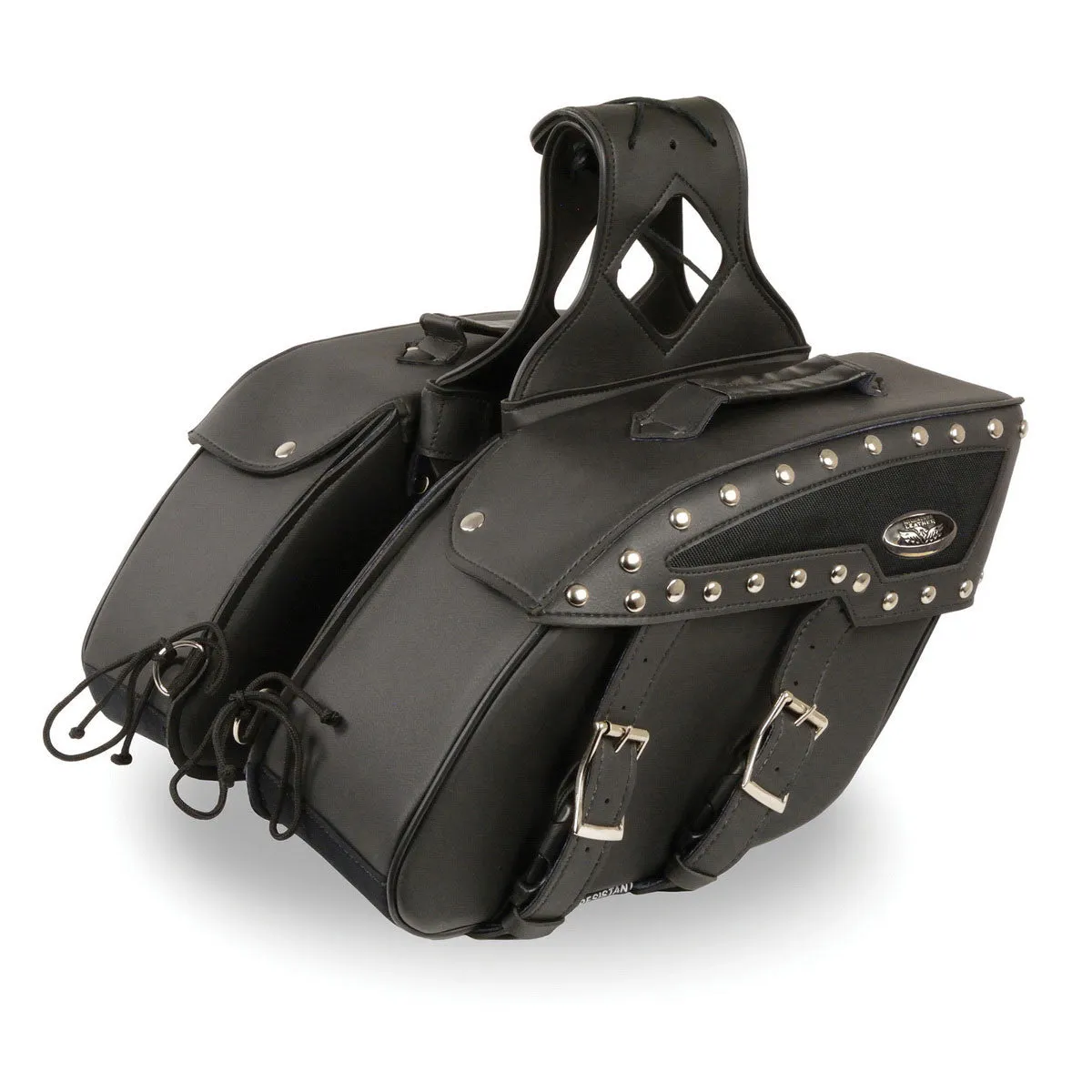 Milwaukee Leather SH658ZB Medium Zip-Off Studded PVC Slanted Throw